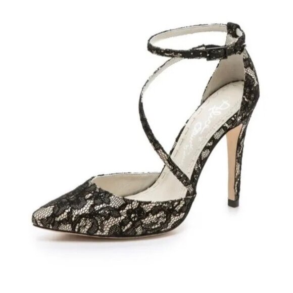 Alice & Olivia Delila Lace Ankle Strap Stiletto Heels Size 8 - Picture 1 of 8